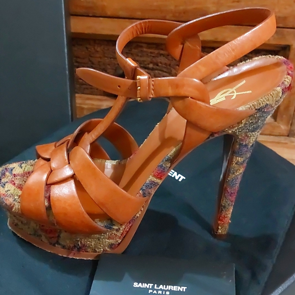 Saint Lauren, Tribute sandals, Ambra/safran Rouge